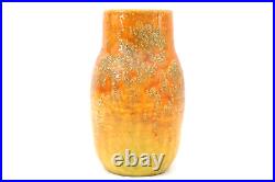 Rare Ruskin Vase Experimental Glaze Vase Orange Yellow Raised Textured Ground