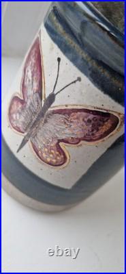 Rare Signed Peter Luti Callander Scottish Studio Art Pottery Vintage, Butterfly