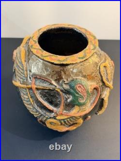 Rare Signed Studio Pottery Sculptural Vessel Celtic Style European Ceramic Vase