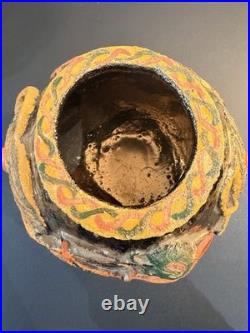 Rare Signed Studio Pottery Sculptural Vessel Celtic Style European Ceramic Vase