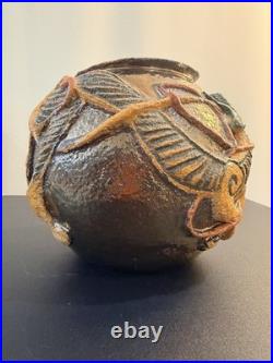 Rare Signed Studio Pottery Sculptural Vessel Celtic Style European Ceramic Vase