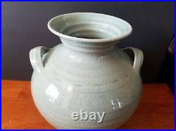 Rare Simon Pearce Belmont Crackle Celadon Green Vase Urn 12 Mint Htf