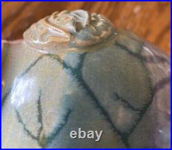Rare Studio Pottery Vase by Helen Pincombe Leaves Blue Green