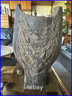 Rare Vintage 1970s Large Brutalist Studio Pottery Vase By Geoff Hartley