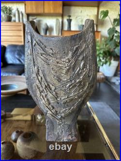 Rare Vintage 1970s Large Brutalist Studio Pottery Vase By Geoff Hartley