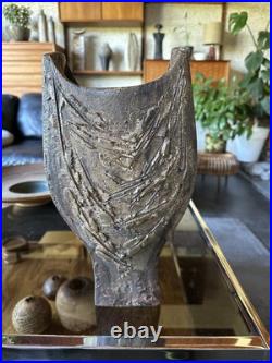 Rare Vintage 1970s Large Brutalist Studio Pottery Vase By Geoff Hartley