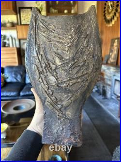 Rare Vintage 1970s Large Brutalist Studio Pottery Vase By Geoff Hartley