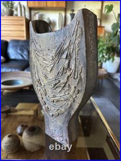 Rare Vintage 1970s Large Brutalist Studio Pottery Vase By Geoff Hartley