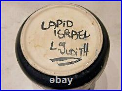 Rare Vtg Lapid Israel MID Century Big Vase Ceramic Pottery Handpainted 11' 60's