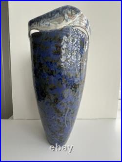 Rare and Perfect Roger Cockram Pottery Stoneware Blue Jumping Fish Vase c2004 Rare and Perfect Roger Cockram Pottery Stoneware Blue Jumping Fish Vase c2004