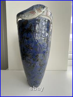 Rare and Perfect Roger Cockram Pottery Stoneware Blue Jumping Fish Vase c2004 Rare and Perfect Roger Cockram Pottery Stoneware Blue Jumping Fish Vase c2004