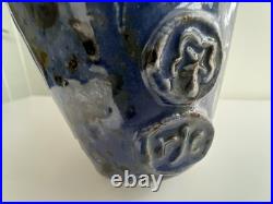 Rare and Perfect Roger Cockram Pottery Stoneware Blue Jumping Fish Vase c2004 Rare and Perfect Roger Cockram Pottery Stoneware Blue Jumping Fish Vase c2004