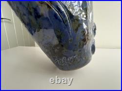 Rare and Perfect Roger Cockram Pottery Stoneware Blue Jumping Fish Vase c2004 Rare and Perfect Roger Cockram Pottery Stoneware Blue Jumping Fish Vase c2004
