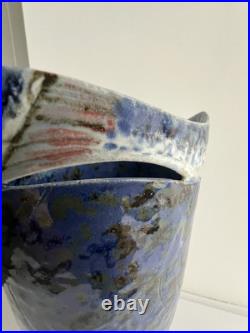 Rare and Perfect Roger Cockram Pottery Stoneware Blue Jumping Fish Vase c2004 Rare and Perfect Roger Cockram Pottery Stoneware Blue Jumping Fish Vase c2004