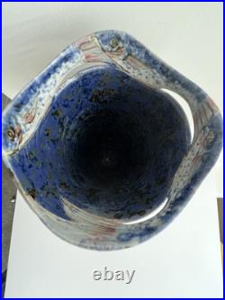 Rare and Perfect Roger Cockram Pottery Stoneware Blue Jumping Fish Vase c2004 Rare and Perfect Roger Cockram Pottery Stoneware Blue Jumping Fish Vase c2004