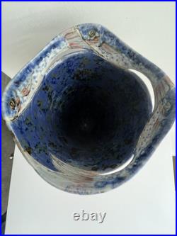 Rare and Perfect Roger Cockram Pottery Stoneware Blue Jumping Fish Vase c2004 Rare and Perfect Roger Cockram Pottery Stoneware Blue Jumping Fish Vase c2004