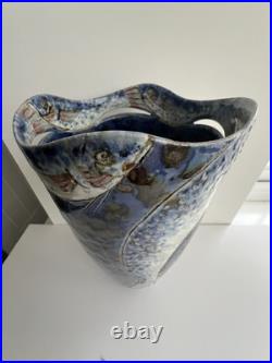 Rare and Perfect Roger Cockram Pottery Stoneware Blue Jumping Fish Vase c2004 Rare and Perfect Roger Cockram Pottery Stoneware Blue Jumping Fish Vase c2004