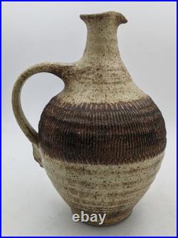 Ray Marshall Studio Pottery Stoneware Sgraffito Pitcher 1975