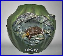 Retired Mountain Grizzly Vase by Ephraim Faience Pottery