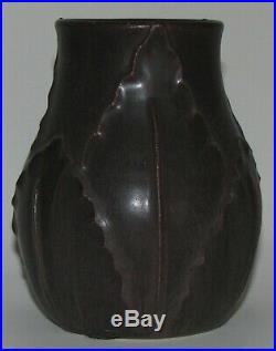 Retired Plum Leaf Cabinet Vase by Ephraim Faience Pottery