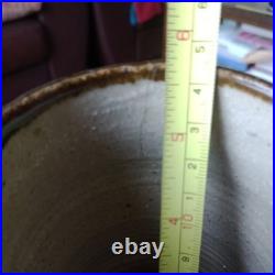 Retro Brutalist Tenmoku Glaze Cylinder Vase Stoneware Pottery. 5.25 Tall