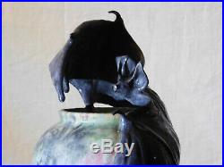 Richard Freiwald Studio Art Pottery Bat & GOTHIC BloodMoon Bat Stoneware Vase