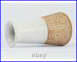 Richard Peeler Signed Studio Pottery Vase with Incised Design Indiana Artist