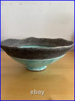 Rob Sollis Raku studio pottery bowl with label