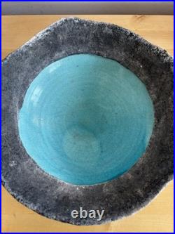 Rob Sollis Raku studio pottery bowl with label