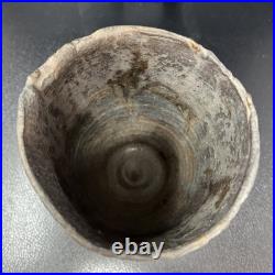 Robin Welch multi colour decorated Stoneware vase 18.5cm tall 11.5cm diam #2681