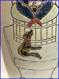 Rodney Lawrence b1950 Large studio vase Cats & Dogs British Studio Potter