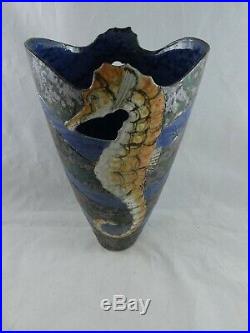 Roger Cockram Stoneware Seahorse Vase Studio Pottery