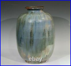 Roger Guerin French Belgian Studio Art Pottery Crystalline Iridescent Glaze Vase