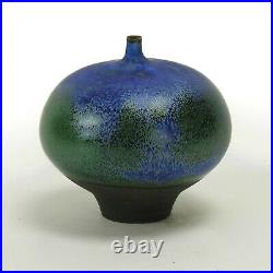 Rose Cabat studio pottery feelie vase mid century modern ceramics blue green pf
