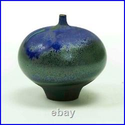 Rose Cabat studio pottery feelie vase mid century modern ceramics blue green pf
