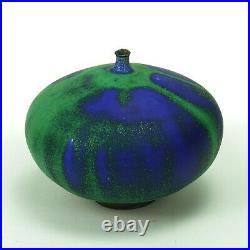 Rose Cabat studio pottery feelie vase mid century modern ceramics green blue