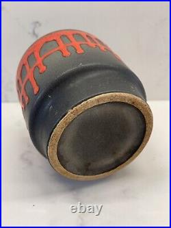 Roth West Germany Studio Art pottery red black drip glazed fat lava vase pot vgc Roth West Germany Studio Art pottery red black drip glazed fat lava vase pot vgc