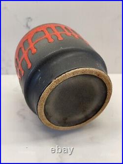 Roth West Germany Studio Art pottery red black drip glazed fat lava vase pot vgc Roth West Germany Studio Art pottery red black drip glazed fat lava vase pot vgc