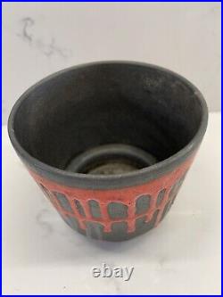 Roth West Germany Studio Art pottery red black drip glazed fat lava vase pot vgc Roth West Germany Studio Art pottery red black drip glazed fat lava vase pot vgc