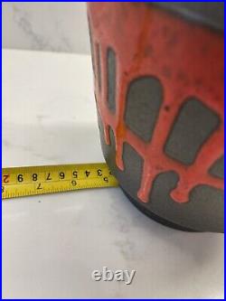 Roth West Germany Studio Art pottery red black drip glazed fat lava vase pot vgc Roth West Germany Studio Art pottery red black drip glazed fat lava vase pot vgc
