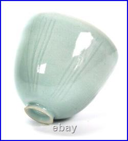 Rupert Spira Pale Blue Green Celadon Crackle Glazed Studio Pottery Footed Bowl