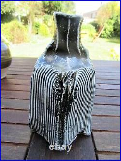 Ruthanne Tudball Blue Stoneware Soda Glazed Altered And Twisted Vase