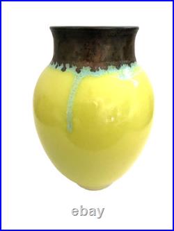 SIMON RICH (BRITISH 1949) VASE WITH FUMED COPPER TOP 20cm tall