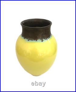 SIMON RICH (BRITISH 1949) VASE WITH FUMED COPPER TOP 20cm tall