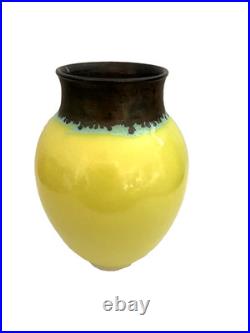 SIMON RICH (BRITISH 1949) VASE WITH FUMED COPPER TOP 20cm tall