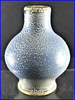 STEVE HARRISON British Studio Art Pottery Blue Salt-glazed Signed Vase