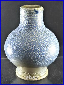 STEVE HARRISON British Studio Art Pottery Blue Salt-glazed Signed Vase