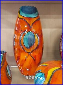 STUDIO POOLE POTTERY HAND PAINTED PEACOCK 16 inch vase