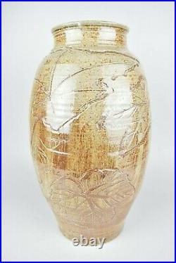 Sarah Walton A Monumental Salt Glaze Vase with Incised Foliate Decoration