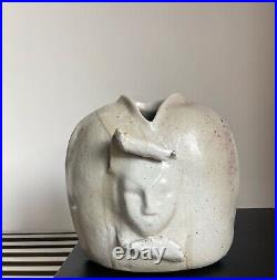 Sculptural Studio Vase Handmade Speckled Glaze Female Face